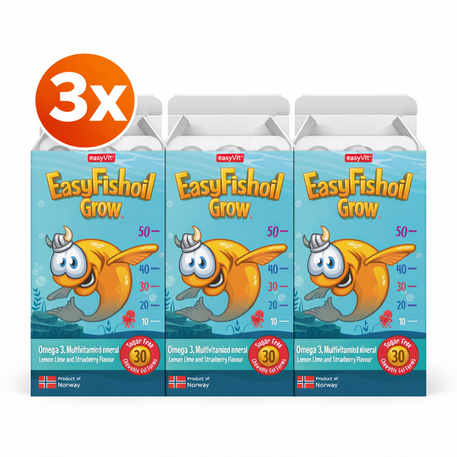 EasyVit-EasyFishOil EasyFishoil Grow Çocuklar İçin Omega-3 & Vitamin D3 – Büyüme ve Gelişim – 30 Jel