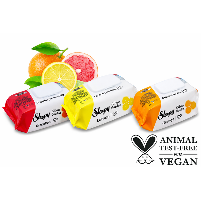 Sleepy Islak Mendil Citrus Garden 3 x 120 Adet Set – Portakal, Limon ve Greyfurt Kokulu Pratik Temizlik