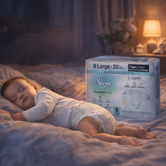 Sleepy Bio Natural Premium+ Bebek Bezi 6 Numara (15-25 kg) 32 Adet – Şeker Kamışı Biyopolimer, Organik Pamuk ve Doğal Bambu İçerikli, 15 Saate Kadar Koruma, Parfümsüz ve Hassas Ciltlere Uygun