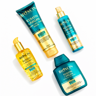 Bioxcin Bioxcin Keratin & Argan Hair Care Set | Shampoo 300 ml + Hair Oil 150 ml + Hair Cream 250 ml + Conditioner 150 ml + Hair Mask 225 ml — Bio-Herbal Anti-Hair Loss & Intensive Repair