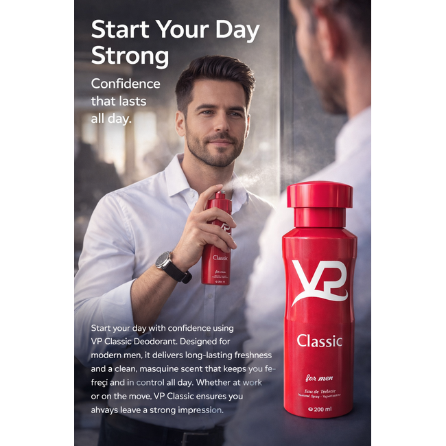 VP Parfum  Classic Deodorant 200 ml – Heren Deodorant Spray | Langdurige Frisheid