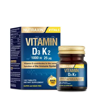 Nutraxin   Nutraxin D3K2 120 Comprimés – Complément Alimentaire Vitamine D3 & K2