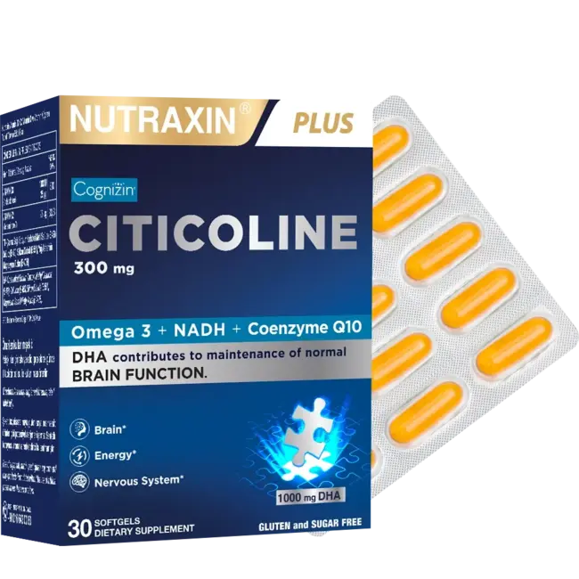 Nutraxin   Citicoline 30 Softgels – Focus, Concentration & Mental Performance Support