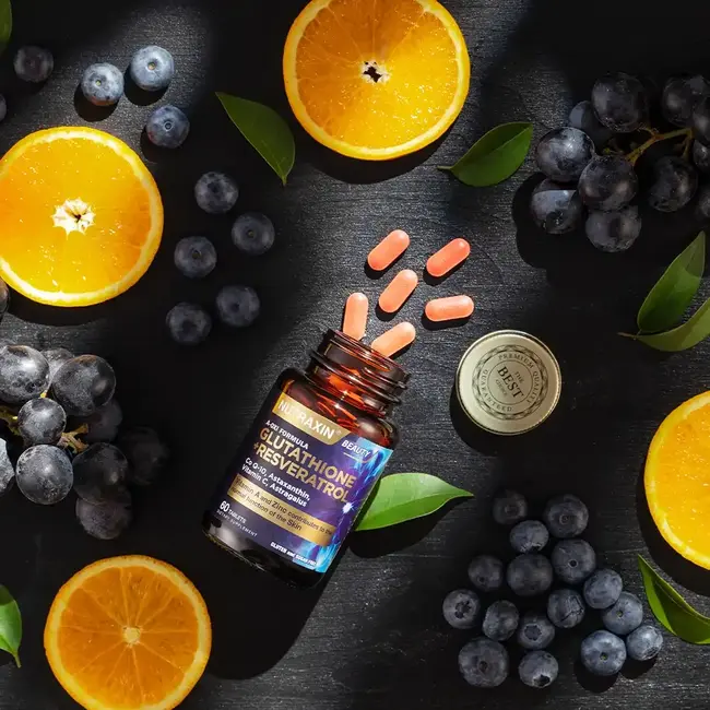 Nutraxin   Glutatión + Resveratrol 60 Cápsulas – Complejo Antioxidante y Apoyo para la Piel