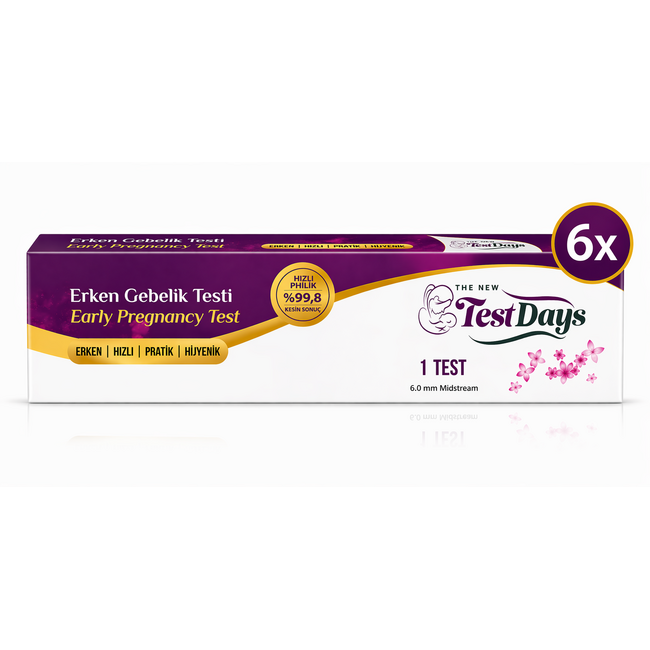 TestDays Midstream Early Pregnancy Test 6 Pack – 10 mIU/ml Sensitive HCG Test for Early Detection Before Missed Period