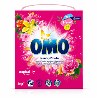 OMO Detergente en polvo Omo Color Tropical Lily & Rose 5 kg – 100 Lavados
