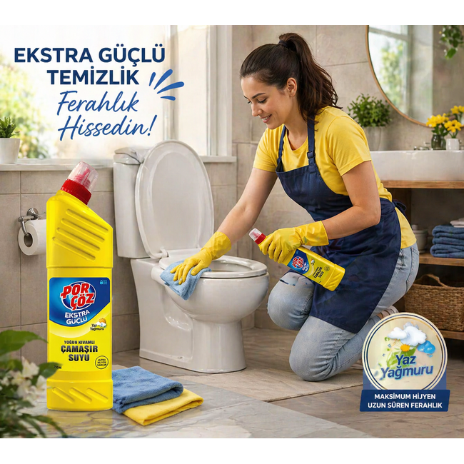 Por çöz Gel Lejía Aroma Lluvia de Verano 750 ml – Limpieza Higiénica Potente con Frescura Duradera