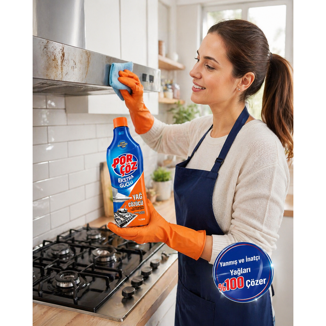 Por çöz Extra Kraftvoller Fettlöser mit Bleichmittel 1 L – Maximale Reinigung gegen Hartnäckiges Fett