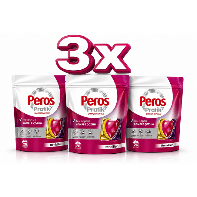 Peros Practical Laundry Capsules for Colors 26 Pods – Powerful Stain Removal & Color Protection