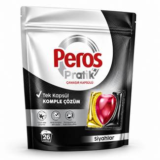 Peros Peros Pratik Siyahlar Çamaşır Kapsülü 26 Yıkama – Renk Koruma & Derin Temizlik Etkisi