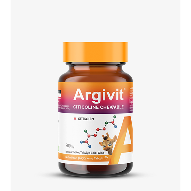 Argivit Citicoline Chewable 300 mg 30 Tablet – Çocuklar ve Yetişkinler İçin Çiğnenebilir Sitikolin Takviyesi