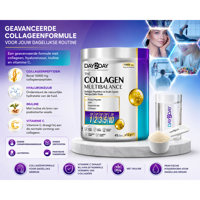 Day2Day  The Collagen Multi Balance 10000 mg Colágeno | Ácido Hialurónico e Inulina
