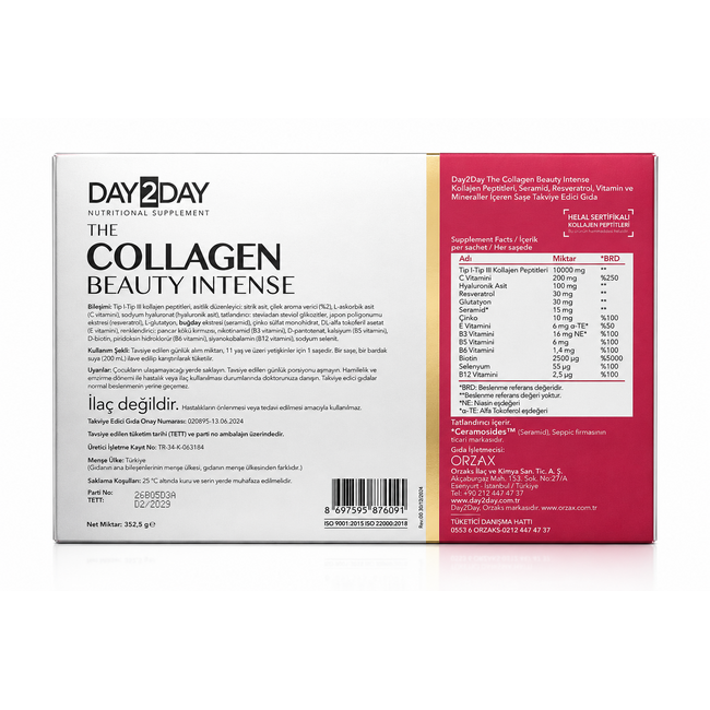 Day2Day  The Collagen Beauty Intense Fraise 30 Sachets | 10 000 mg Collagène
