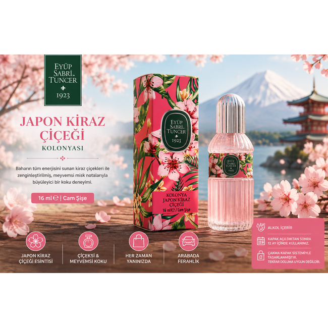 Eyup  Sabri Tuncer Japanse Kersenbloesem Cologne 16 ml Glazen Fles – Bloemige en Fruitige Frisse Geur