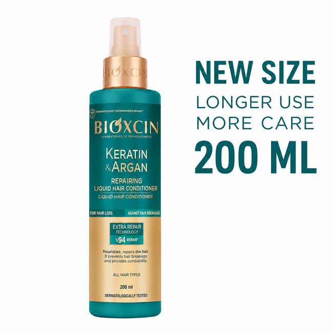 Bioxcin Keratin & Argan Repairing Leave-In Hair Conditioner 200 ML – Intensive Care for Damaged Hair