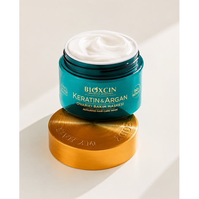 Bioxcin Keratin & Argan Reparierende Haarmaske 225 ml | Für Geschädigtes und Trockenes Haar
