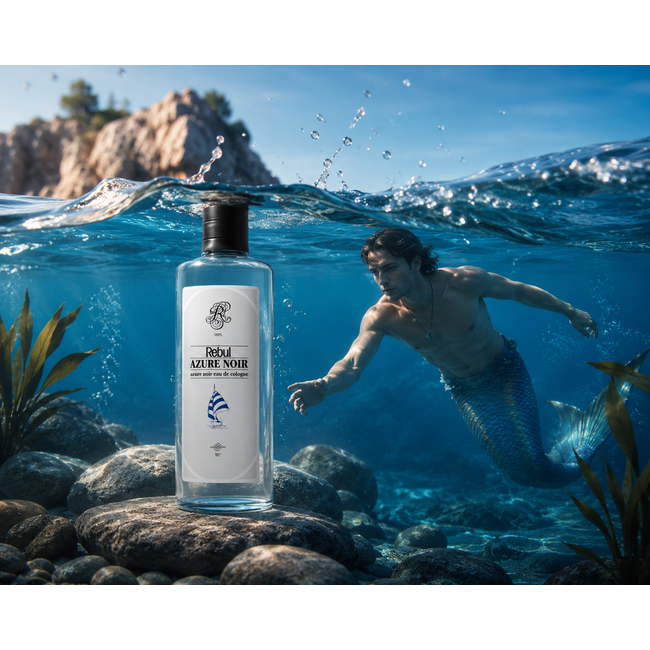 Rebul Azure Noir EDC Keulen 250 ml Glazen Fles | Frisse Unisex Geur met Zeeachtige Noten