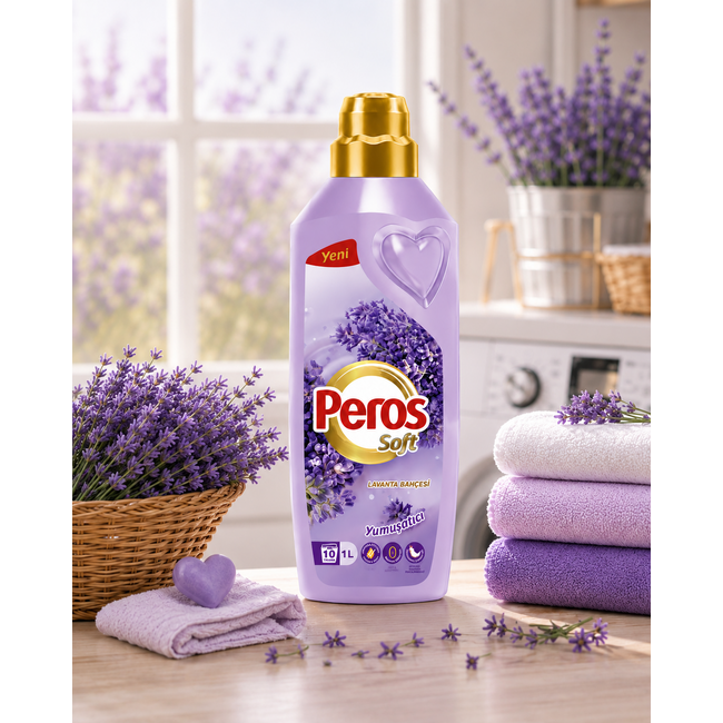 Peros Soft Wasverzachter Lavendeltuin 1 Liter – Langdurige Lavendelgeur en Zijdezachte Was