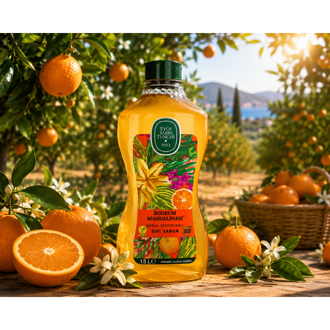 Eyup  Sabri Tuncer Bodrum Mandarijn Natuurlijke Olijfolie Vloeibare Zeep 1,5 L – Hydraterende Handzeep