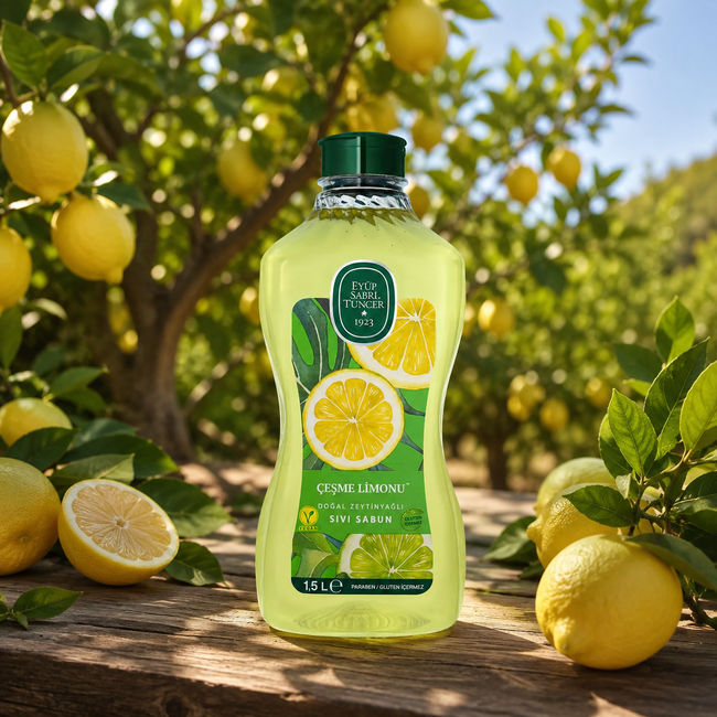 Eyup  Sabri Tuncer Çeşme Limonu Doğal Zeytinyağlı Sıvı Sabun 1.5 L – Ferahlatıcı ve Nemlendirici El Sabunu