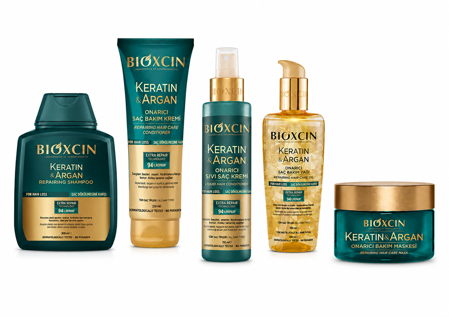 Bioxcin Keratin & Argan | Shampoo, Conditioner, Hair Mask & Hair Oil