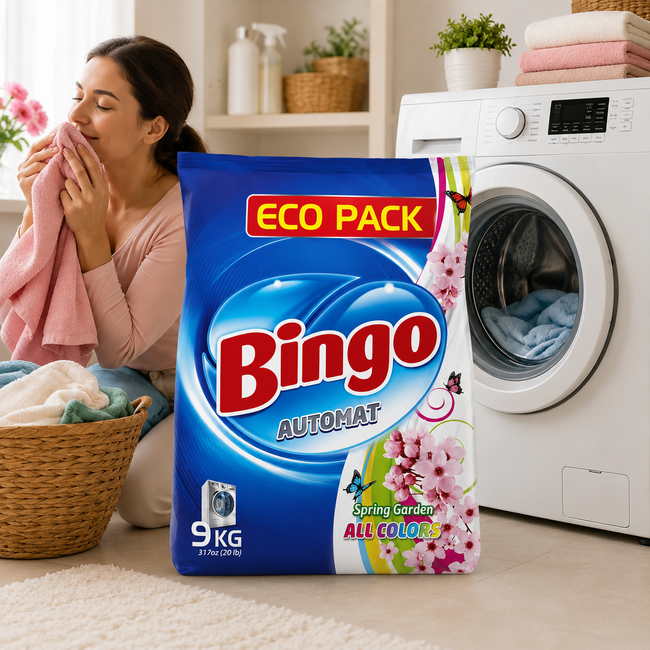 Bingo Toz Deterjan Spring Garden 9 KG – Renkli Çamaşırlar İçin | 90 Yıkamaya Kadar