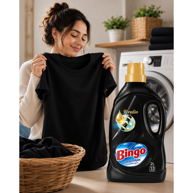 Bingo Sıvı Çamaşır Deterjanı Siyahlar İçin 2000 ml – 33 Yıkama | Siyah Giysilerde Renk Koruma