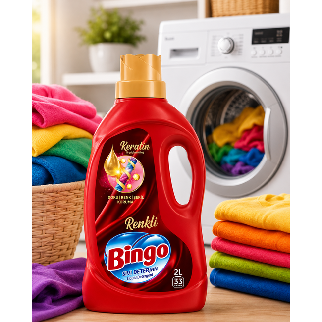 Bingo Detergente Líquido Color Care 2000 ml – 33 Lavados | Para Ropa de Color