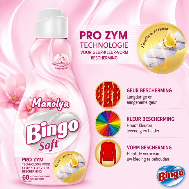 Bingo Soft Mutlu Yuvam Geconcentreerde Wasverzachter 1440 ml 60 Wasbeurten | Langdurige Frisheid & Zijdezachte Was