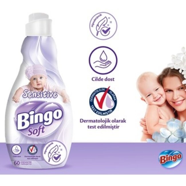 Bingo Soft Sensitive Suavizante Concentrado 1440 ml 60 Lavados | Frescura Duradera y Cuidado Suave para los Tejidos