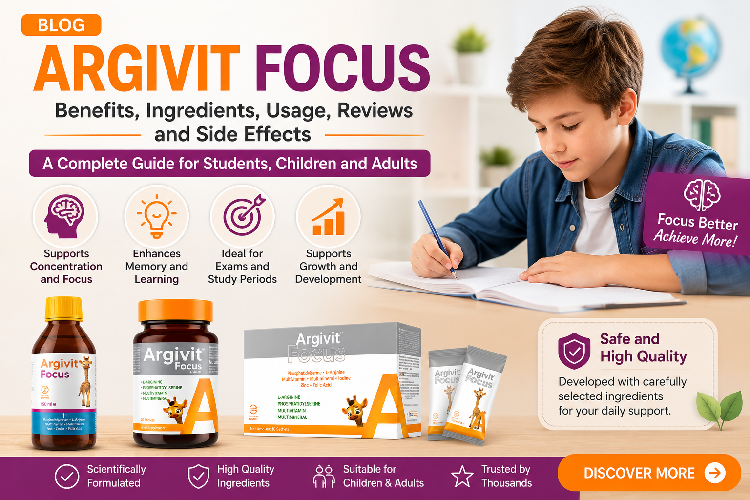 Argivit Focus: What Is It Used For? Concentration, Attention, Exams, Growth, Side Effects, Reviews and Answers to All Your Questions