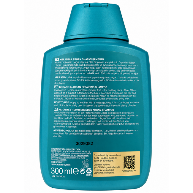 Bioxcin Keratin ve Argan Onarıcı Şampuan 3x300 ml - 3 al 2 öde