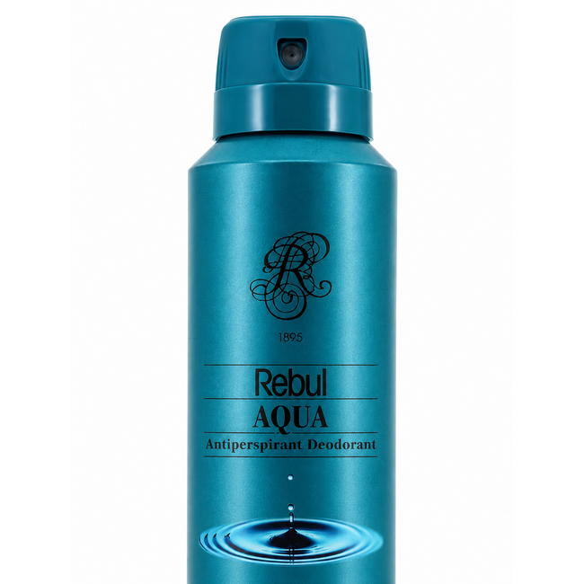 Rebul Aqua Erkek Deodorant 150 ml | 48 Saat Koruma | Alkolsüz Antiperspirant Sprey