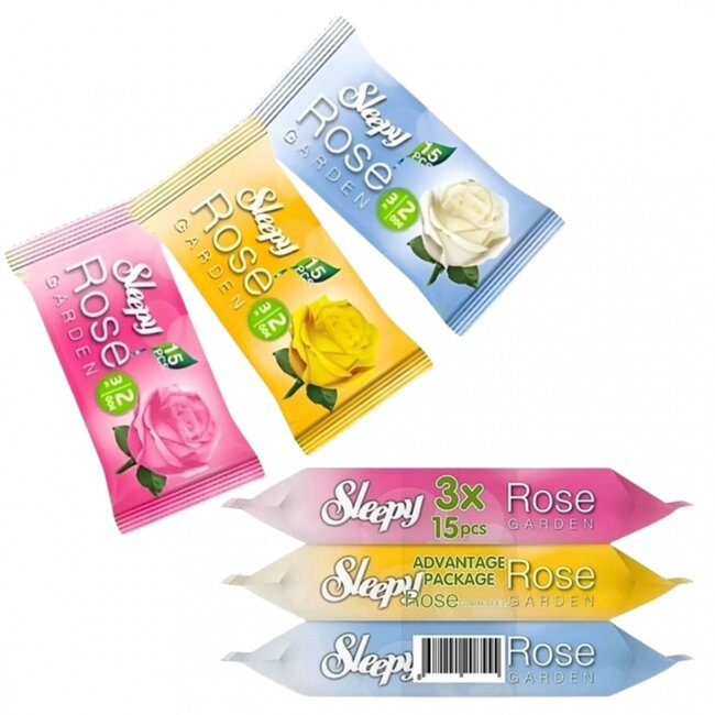 Sleepy Rose Garden 3x15 Yaprak Seyahat Cep Islak Mendil | Gül Kokulu