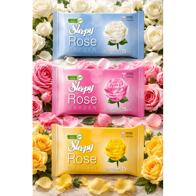 Sleepy Rose Garden 3x15 Toallitas Húmedas de Viaje | Aroma a Rosa