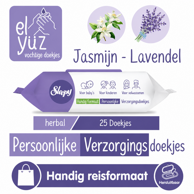 Sleepy Herbal Toallitas de Cuidado Personal Lavanda 25 Unidades
