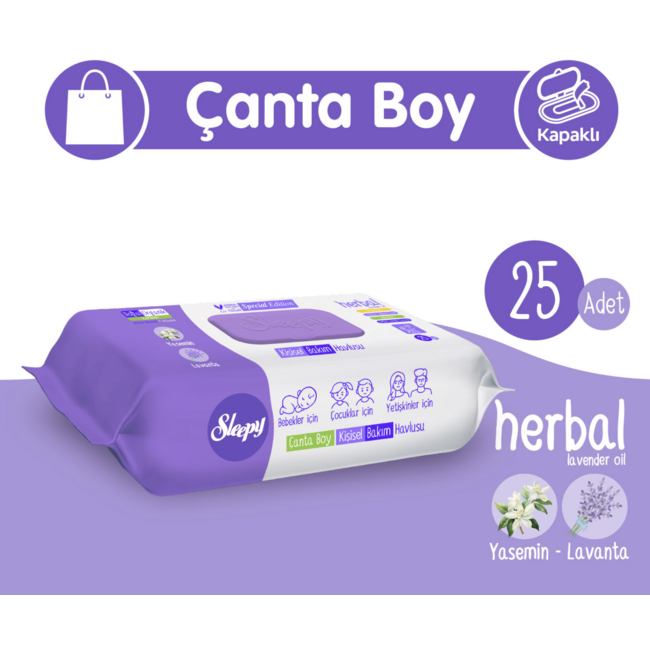Sleepy Herbal Lingettes de Soin Lavande 25 Lingettes
