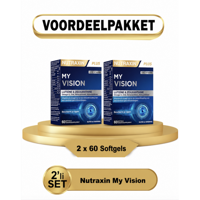 Nutraxin   My Vision Twin Pack 2 x 30 Softgels | Food Supplement with Lutein, Zeaxanthin, Omega-3, Vitamins & Minerals