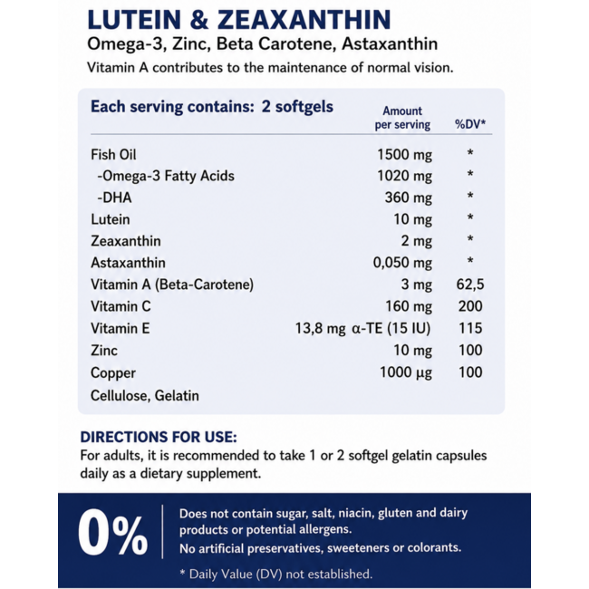 Nutraxin   My Vision – Avec Lutéine, Zéaxanthine, Oméga 3 et Vitamines