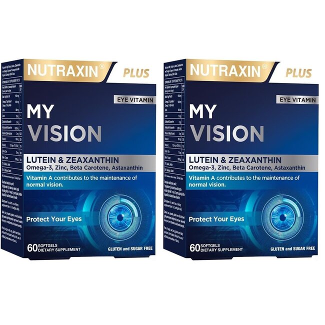 Nutraxin   My Vision Voordeelpakket 2 x 30 Softgels | Luteïne, Zeaxanthine & Omega-3 Voedingssupplement