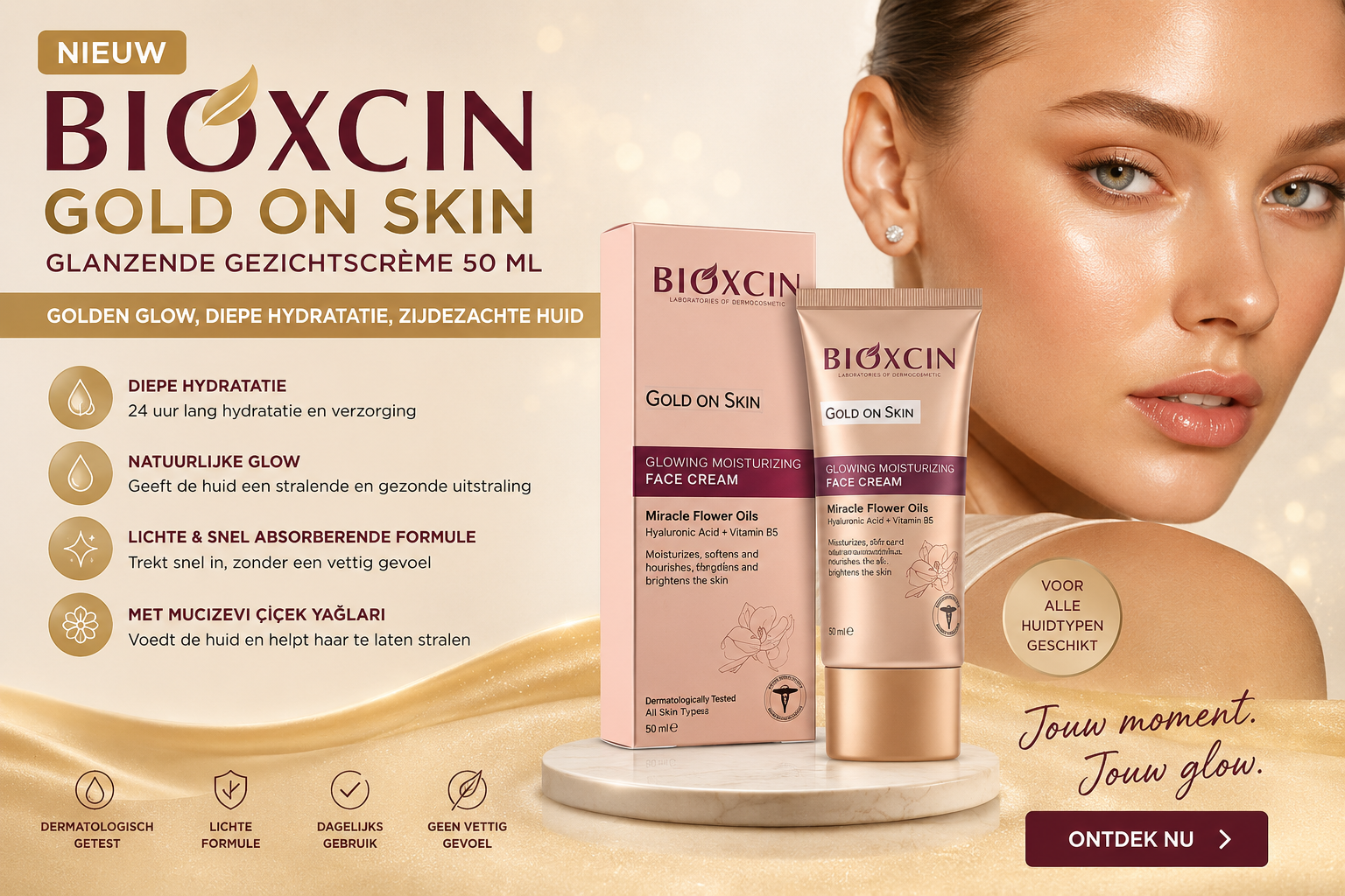 Bioxcin Gold On Skin Gezichtscrème Ervaringen  | Review, Ingrediënten, Gebruik & Glow Effect