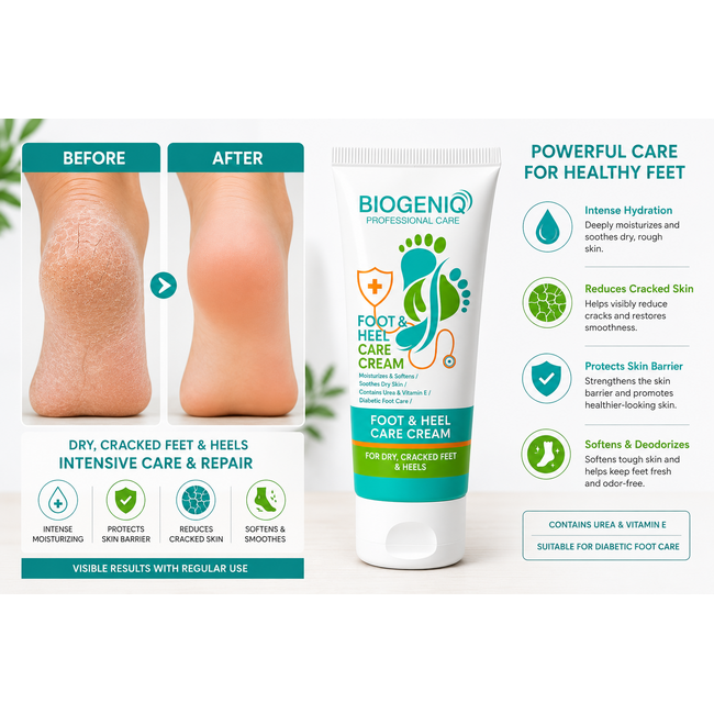 Biogeniq Crème Pieds & Talons 50 ml – Pour Talons Secs, Gerçures & Callosités | À l’Urée & Allantoïne