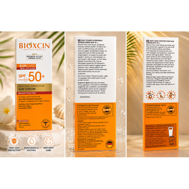 Bioxcin Sun Care SPF 50+ Crème Solaire pour Peaux Normales et Sèches | Haute Protection UVA & UVB | 150ml