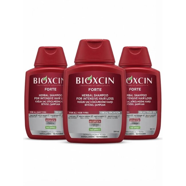 Bioxcin Forte Şampuan 3 x 300 ml (3 Al 2 Öde) – Yoğun Saç Dökülmesine Karşı Bitkisel Bakım ve Güçlendirme