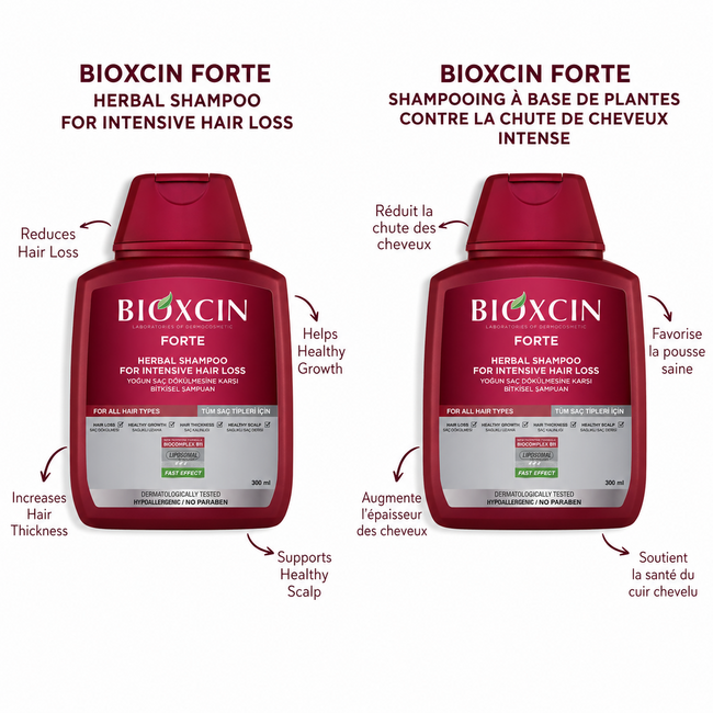 Bioxcin Forte Şampuan 3 x 300 ml (3 Al 2 Öde) – Yoğun Saç Dökülmesine Karşı Bitkisel Bakım ve Güçlendirme