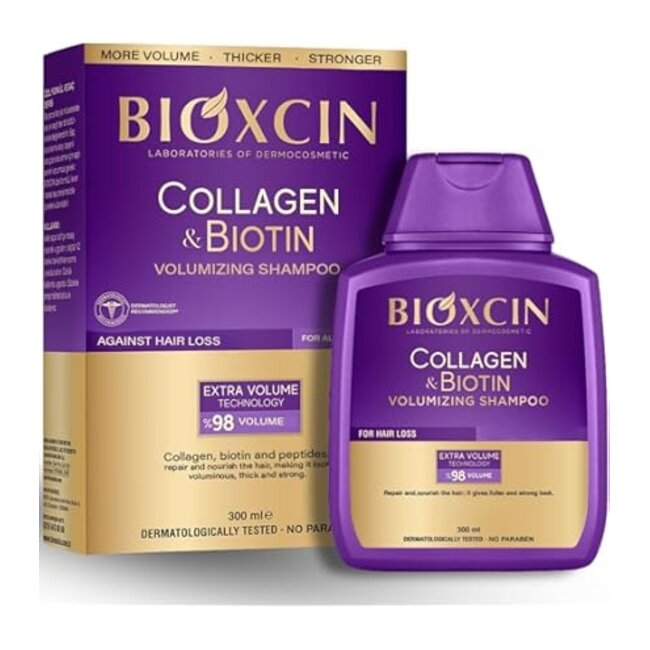 Bioxcin Collagen & Biotin Hacim Şampuanı 300 ml - İnce Telli ve Hacimsiz Saçlar İçin Hacim Kazandırıcı Şampuan - Kolajen, Biotin ve Patentli BioComplex B11 İçerikli Günlük Saç Bakımı