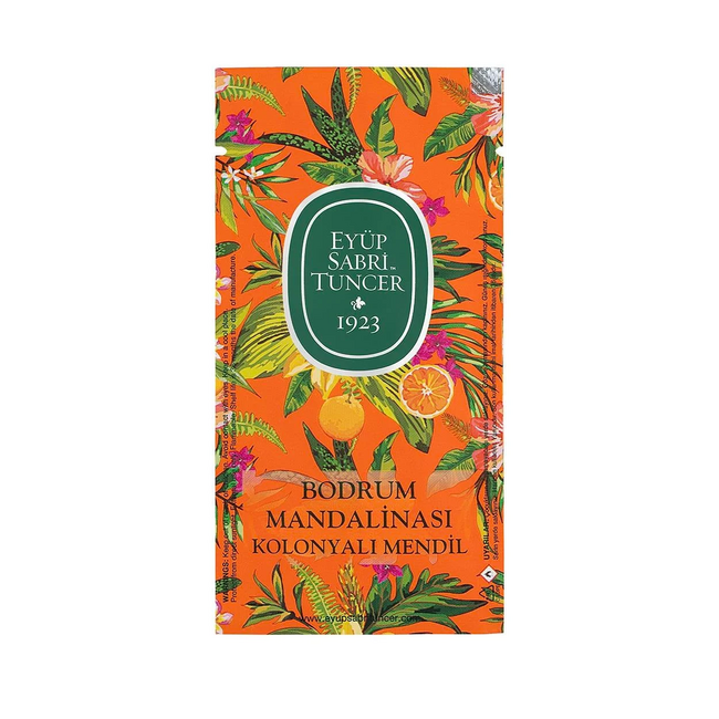 Eyup  Sabri Tuncer Toallitas con Agua de Colonia Mandarina de Bodrum 150 Unidades – Toallitas Higiénicas Individuales con 65 % de Alcohol y Fresca Fragancia Cítrica