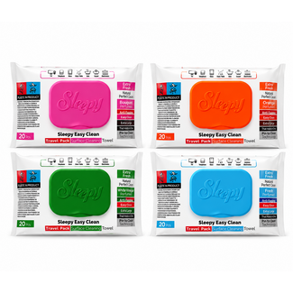 Sleepy Sleepy Easy Clean Travel Pack Surface Cleaning Wipes Value Pack 4 x 20 Wipes