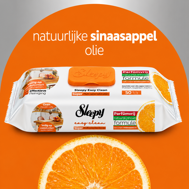 Sleepy Lingettes Nettoyantes Cuisine Easy Clean à l’Huile d’Orange – 50 Feuilles