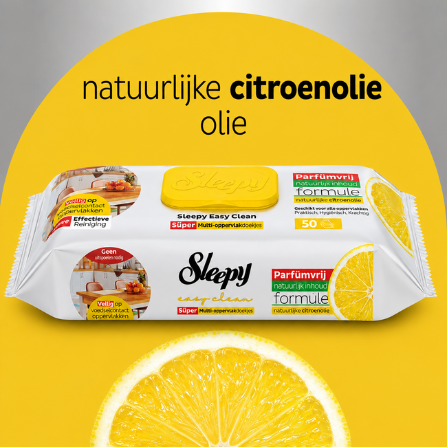Sleepy Lingettes Nettoyantes Cuisine Easy Clean à l’Huile de Citron – 50 Feuilles